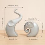 Xtore Lavish Silver Home Decor Elephant Couple | Ceramic Figurines (Set of 2, Silver Matte) - Fast Shipping to USA & Canada - Image 4