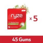 RYZE Nicotine Gum 2mg | Pack of 5 (45 gums) | Fresh Fennel | Freedom from Smoking & Tobacco | Easy on Throat | Sugar Free | Teeth Whitening - Fast Shipping to USA & Canada - Image 2