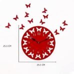 Sehaz Artworks Wooden Wall Clock for Home Stylish Wall Clocks for Living Room - 12 Butterflies Red - Fast Shipping to USA & Canada - Image 4