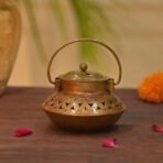 Craftvatika Iron Degchi Dhoop Holder and Antique Items Tealight Candle Holder, Elegant Metal Degchi Handi Candle Holder for Home Decor, Traditional Style Iron Dhoop Holder - Fast Shipping to USA & Canada - Image 3