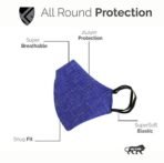 Xtore Cotton Reuseable Face Mask (Light Blue, Violet, & Dark Blue, Without Valve, Pack of 3) for Unisex - Fast Shipping to USA & Canada - Image 2