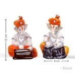 Xtore Musical Ganesha 2 Statues for Home Decor (Orange and White, Pack of 2),(Handicraft Resin) - Fast Shipping to USA & Canada - Image 4