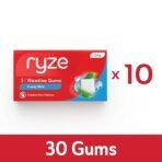 RYZE Frosty Mint Nicotine Gum 2 gm | Pocket-Friendly Pack of 10 (30 gums) | Freedom from Smoking & Tobacco | Easy on Throat | FDA Approved | Sugar Free | Teeth Whitening - Fast Shipping to USA & Canada - Image 2