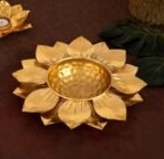 VRB Dec Iron Tm Decorative Urli Bowl For Room | Diwali Decoration Items For Home | Diwali Decoration Items For Home Decor Living Room (12 Inch) (Pack Of 1 Pcs) (Urli With Lotus Leaf Design), Gold - Fast Shipping to USA & Canada - Image 3