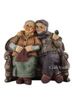 CraftVatika Dada Dadi Romantic Couple Miniatures Grand Parents on Sofa Statue Showpiece for Home Decor - Best Gift for Love, Valentine, Retirement Party, Wedding Anniversary, Multicolor, 14 x 8.9 cm - Fast Shipping to USA & Canada - Image 2