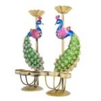 CraftVatika Elegant Metal Peacock Candle Holder -for Home Decoration Diwali, Intricate Design Tealight Candle Holders for Home Diwali Decor, Handpainted Tealight Candle Holder (Double Side) - Fast Shipping to USA & Canada - Image 4