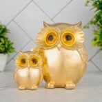 Global Grabbers Owl Statue for Good Luck Showpiece Home Decor Items for Living Room and Gifts (Golden 1) - Fast Shipping to USA, Canada & India - Image 2