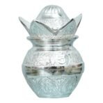 Webelkart Antique Sliver Plated Pooja Kalash with Coconut for Pooja Decor with Red Velvet Box/Swastik Kalash for Puja Temple/Diwali Gift Item/mangal Kalash (5" inches) - Fast Shipping to USA & Canada - Image 5