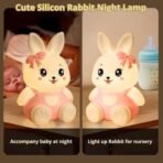 One94Store Pink 7-Color Silicone Rabbit Night Lamp | Soft Squishy Cute Rabbit LED Bedside Light with Tap Control, Nursery Sleep Light, Rechargeable Baby Night Lamp for Bedroom & Home DECOR - Fast Shipping to USA & Canada - Image 4