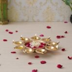 Webelkart Diya Shape Flower Decorative Urli Bowl for Home Decor Bowl for Floating Flowers and Tea Light Candles Home,Office and Table Decor| Diwali Decoration Items (Gold Polish) - Fast Shipping to USA & Canada - Image 2