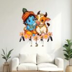 JaipurCrafts Krishna Key Holder with Cow - Wooden Wall Hanging Key Organizer for Home & Office DECOR - 10 inches - Fast Shipping to USA & Canada - Image 3