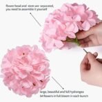 VRB DecTM (Pack of 10) Hydrangea Silk Fake Flowers Heads with Stems Artificial Flowers for Decoration Wedding Home Party Shop Baby Shower, Room Decor for Bedroom Aesthetic [WiITHOUT VASE] (Baby Pink) - Fast Shipping to USA & Canada - Image 3