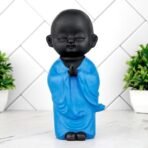 Global Grabbers Laughing Buddha Baby Monk Idol Statue Showpiece Home Decor Items for Living Room and Gifts-BLU_BLK-LBMK7 - Fast Shipping to USA, Canada & India - Image 2
