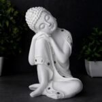 Global Grabbers New Buddha Statue showpiece Idol Home Decor Items for Living Room and Gifts (White) - Fast Shipping to USA, Canada & India