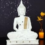 Global Grabbers New 25 Centimetre Meditating Sitting Buddha Statue showpiece Idol Home Decoration Items for Living Room Decor and Gifts (White) - Fast Shipping to USA, Canada & India - Image 2