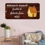 Webelkart Premium Customised Wooden House Name Plate For Home Entrance Outdoor - 10 X 5 Inches, Wood Color | Personalised Name Plate For Home - Fast Shipping to USA & Canada - Image 3
