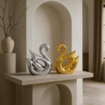 Xtore Lucky Golden & Silver Swan Couple Ceramic Figures for Home Decor (Set of 2 Pc, Golden & Silver) - Fast Shipping to USA & Canada - Image 2