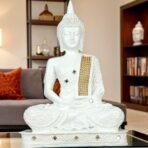 Global Grabbers New 25 Centimetre Meditating Sitting Buddha Statue showpiece Idol Home Decoration Items for Living Room Decor and Gifts (White) - Fast Shipping to USA, Canada & India - Image 5