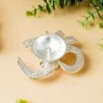 Webelkart Antique Om Silver Akhand Diya with Velvet Box for Pooja Decor | Diya for Diwali| Oil Lamp for Home( 4.5" Inches) - Fast Shipping to USA & Canada - Image 3