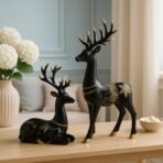 Xtore Creative Resin Golden and Black Reindeer Sculptures | Beautiful Home Decor | Lifts up Energy of Your Room (Pack of 2, Black) - Fast Shipping to USA & Canada - Image 2