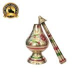 Pure Brass Gulab Pash Rose Water Holy Water and Perfume Sprinklers Gangajal Spray Bottle for Pooja/Puja Mandir Temple (Gold, 10 inches 1piece Color) - Fast Shipping to USA & Canada - Image 4
