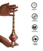 Pure Brass Gulab Pash Rose Water Holy Water and Perfume Sprinklers Gangajal Spray Bottle for Pooja/Puja Mandir Temple (Gold, 10 inches 1piece Color) - Fast Shipping to USA & Canada - Image 3