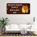 Webelkart Premium Customised Wooden House Name Plate For Home Entrance Outdoor - 10 X 5 Inches, Wood Color | Personalised Name Plate For Home - Fast Shipping to USA & Canada - Image 2