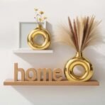 Xtore Metallic Gold Ceramic Donut Vases for Home DECOR | Minimalist Aesthetic Decorative Vase for Living Room, Bedroom, Office, Shelf, Coffee Table, Dining Table - (Pack of 2, Grass not Included) - Fast Shipping to USA & Canada - Image 4