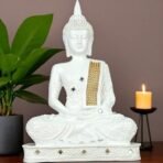 Global Grabbers New 25 Centimetre Meditating Sitting Buddha Statue showpiece Idol Home Decoration Items for Living Room Decor and Gifts (White) - Fast Shipping to USA, Canada & India - Image 3