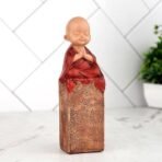 Global Grabbers Laughing Buddha Baby Monk Idol Statue Showpiece Home Decor Items for Living Room and Gifts (RED Brown) - Fast Shipping to USA, Canada & India - Image 4