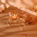 CraftVatika Diwali Decor Items, Decorative Gold Bicycle Tealight Candle Holder with Amber Glass Cup, Diwali Decoration Items, Home DECOR Items, Christmas DECOR, Wedding & Pooja Decoration Items - Fast Shipping to USA & Canada - Image 3