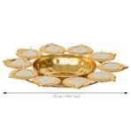 Webelkart Premium Diya Shape Gold Plated Decorative Urli Bowl with Wax Candle for Home Decor Handcrafted Bowl Diwali Decor Item (10" Inches) - Fast Shipping to USA & Canada - Image 3