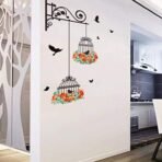 Xtore Beautiful Bird Cage Vinyl Wall Sticker (Large Size, Multicolour), Pack of 1 - Fast Shipping to USA & Canada - Image 2