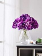 VRB DecTM (Pack of 10) Hydrangea Silk Fake Flowers Heads with Stems for Decoration Wedding Home Party Shop Baby Shower, Room Decor for Bedroom Aesthetic [WiITHOUT VASE] (Shaded Purple) - Fast Shipping to USA & Canada - Image 2