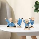 Xtore Little Cute KUng Fu Monk Statue for Table Decor (Pack of 4, Blue) - Fast Shipping to USA & Canada - Image 2