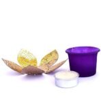 JAIPURCRAFT Lotus Shape Metal Gold Leafing Lotus Design Glass Votive Candle Holder (4Inch X 7.25 Inch) - Fast Shipping to USA & Canada - Image 2