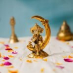Webelkart Premium Handicrafted Gold Plated Metal Lord Ganesha Idol Sitting On Moon for Home and Puja| Lord| Diwali Puja Items Diwali Decor Item (4.5" Inches,Gold) - Fast Shipping to USA & Canada - Image 2