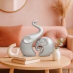 Xtore Lavish Silver Home Decor Elephant Couple | Ceramic Figurines (Set of 2, Silver Matte) - Fast Shipping to USA & Canada - Image 5