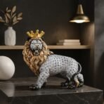 Xtore Regal Lion with Crown Figurine | Resin Home Decor Accent | Unique Art Piece for Living Room, Office, or Shelf | Symbol of Strength and Royalty | Luxurious Animal DECOR - Fast Shipping to USA & Canada - Image 4