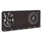 Webelkart Premium Home is Our Happy Place Wooden Key Holder for Home and Office Decor - 12 Inches (7 Hooks, Brown) - Fast Shipping to USA & Canada - Image 3