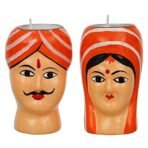 Webelkart Premium Handmade Kaka Kaki | Seth Sethani | Raja Rani Rajasthani Couple Tealight Candle Holder for Home | Kaka kaki face Tealight Holder for Diwali Decoration, Paper - Fast Shipping to USA & Canada - Image 2