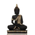 Global Grabbers New 25 Centimetre Meditating Sitting Buddha Statue showpiece Idol Home Decor Items for Living Room and Gifts (Golden Black) - Fast Shipping to USA, Canada & India - Image 3