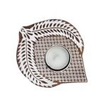 CraftVatika Handmade Wooden Tea Light Candle Holder Stand for Diwali Handpainted Wooden Block Print Leaf Shaped Tlight for Deepawali Decoration Items Candle Holder Set Stand for Indoor Decor Set of 2 - Fast Shipping to USA & Canada - Image 2