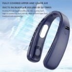 One94Store Portable Bladeless Hanging Neck Fan - Modern Design, 12 Air Outlets, 2400mAh Rechargeable Battery, USB Powered, 5-Speed Hands-Free Cooling Fan, Up to 6 Hours Use for Indoor&Outdoor (Blue) - Fast Shipping to USA & Canada - Image 2