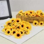 VRB Dec 50pcs Sunflower Artificial Flowers for Decoration,Artificial Flower,Flowers for Hair Styling,Flowers for Pooja,Plastic for Home Decor,Diwali,Christmas,Floating. (50 Pcs) - Fast Shipping to USA & Canada - Image 4