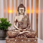 Global Grabbers New 25 Centimetre Meditating Sitting Buddha Statue showpiece Idol Home Decoration Items for Living Room Decor and Gifts (Stone) - Fast Shipping to USA, Canada & India - Image 4