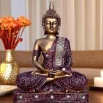 Global Grabbers New 25 Centimetre Meditating Sitting Buddha Statue showpiece Idol Home Decoration Items for Living Room Decor and Gifts (Red Golden) - Fast Shipping to USA, Canada & India - Image 3