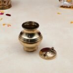Brass Kamandal | Gangajali | Kalash | Lota | With Lid for Gangajal | Holy Water Pot For Temple & Home and All Poojas, Rituals, Ceremonies (Capacity :100ml | Size :7.5cm | Weight :97gm Approxe) - Fast Shipping to USA & Canada