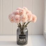 VRB Dec 10pcs Dahlia Artifical Chrysanthemum Flower Ball Fake Flowers for Gifting, Home, Office, Bedroom Decoration Items Flowers for Vase (Without Vase Pot) (10, Peach) - Fast Shipping to USA & Canada