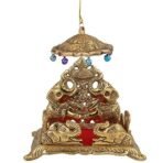 JaipurCrafts Cast Iron Handcrafted Krishna Ladoo Gopal Sihasan (Gold_10 x 8 x 18 cm) - Fast Shipping to USA & Canada - Image 2